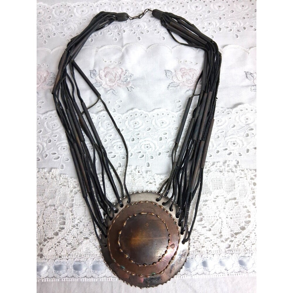 Vintage Statement Medallion Brutalist Necklace Artistan